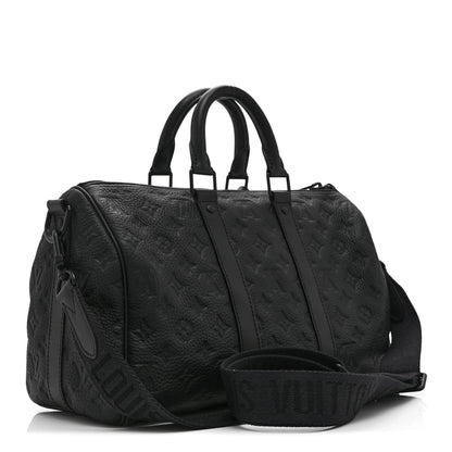 Louis Vuitton Monogram Taurillon Keepall Bandouliere 35 Black 3 of 9