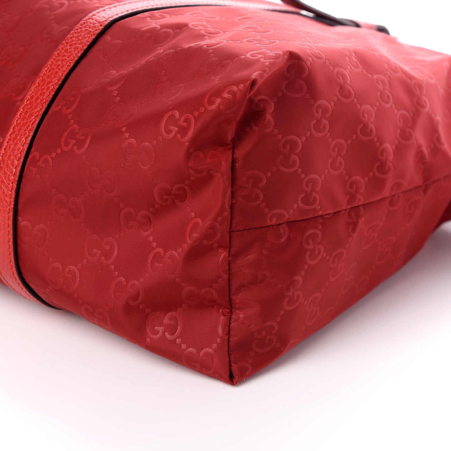 Nylon Monogram Dollar Calfskin Tote Vibrant Red