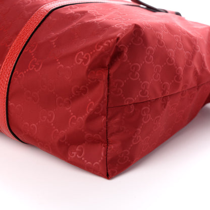 Gucci Nylon Monogram Dollar Calfskin Tote Vibrant Red 9 of 9
