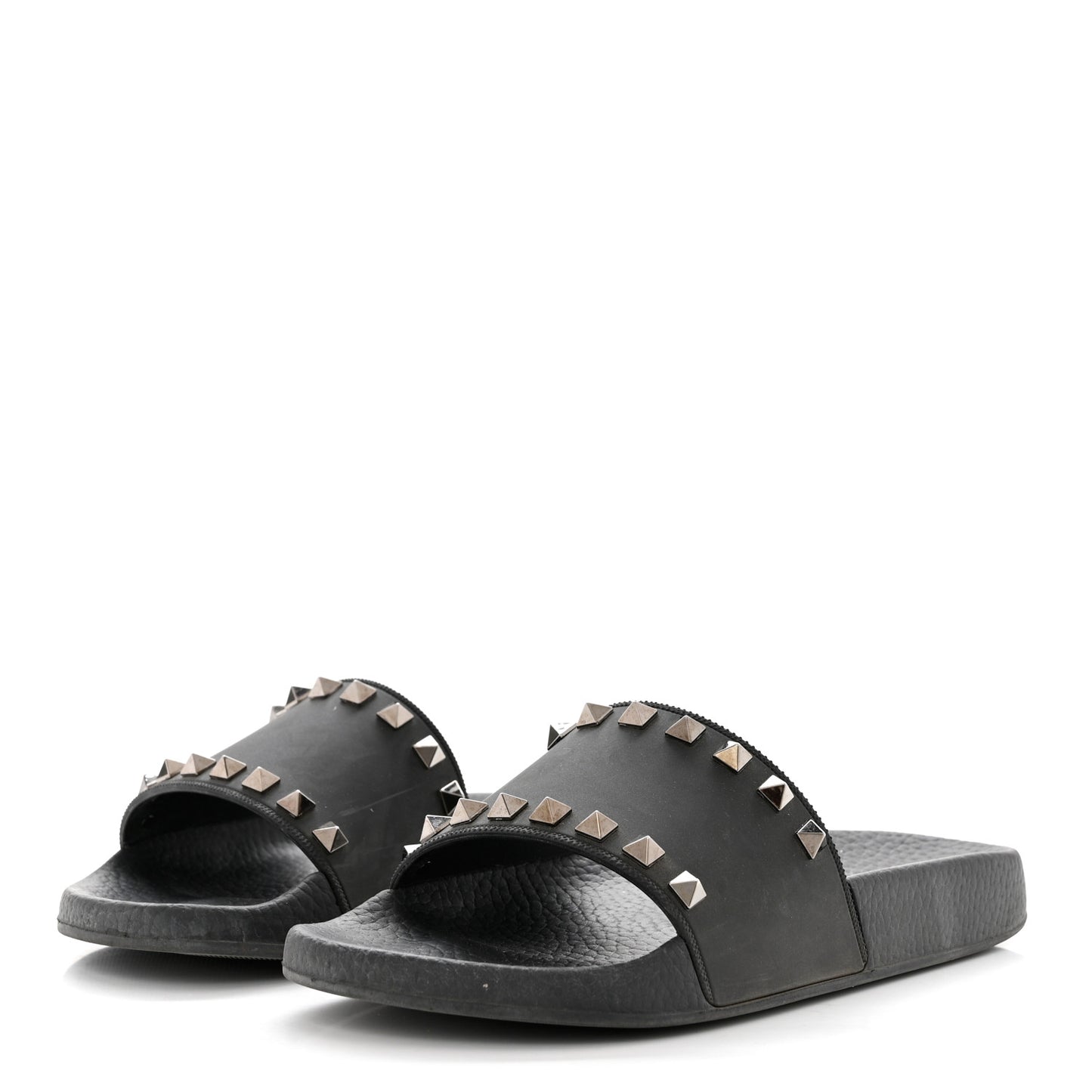 Rubber Rockstud Slide Sandals 36 Black