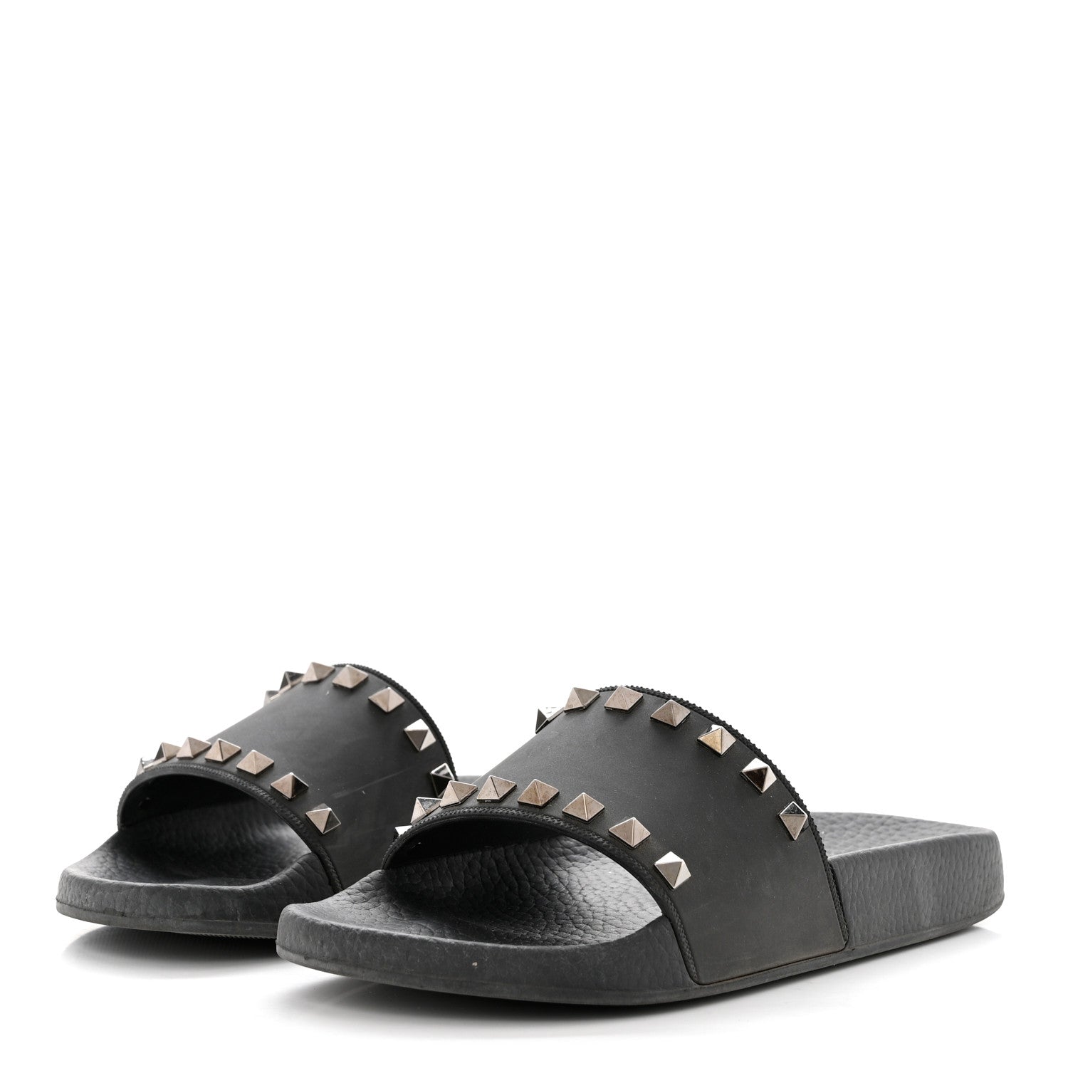 Valentino Garavani Rubber Rockstud Slide Sandals 36 Black 3 of 8