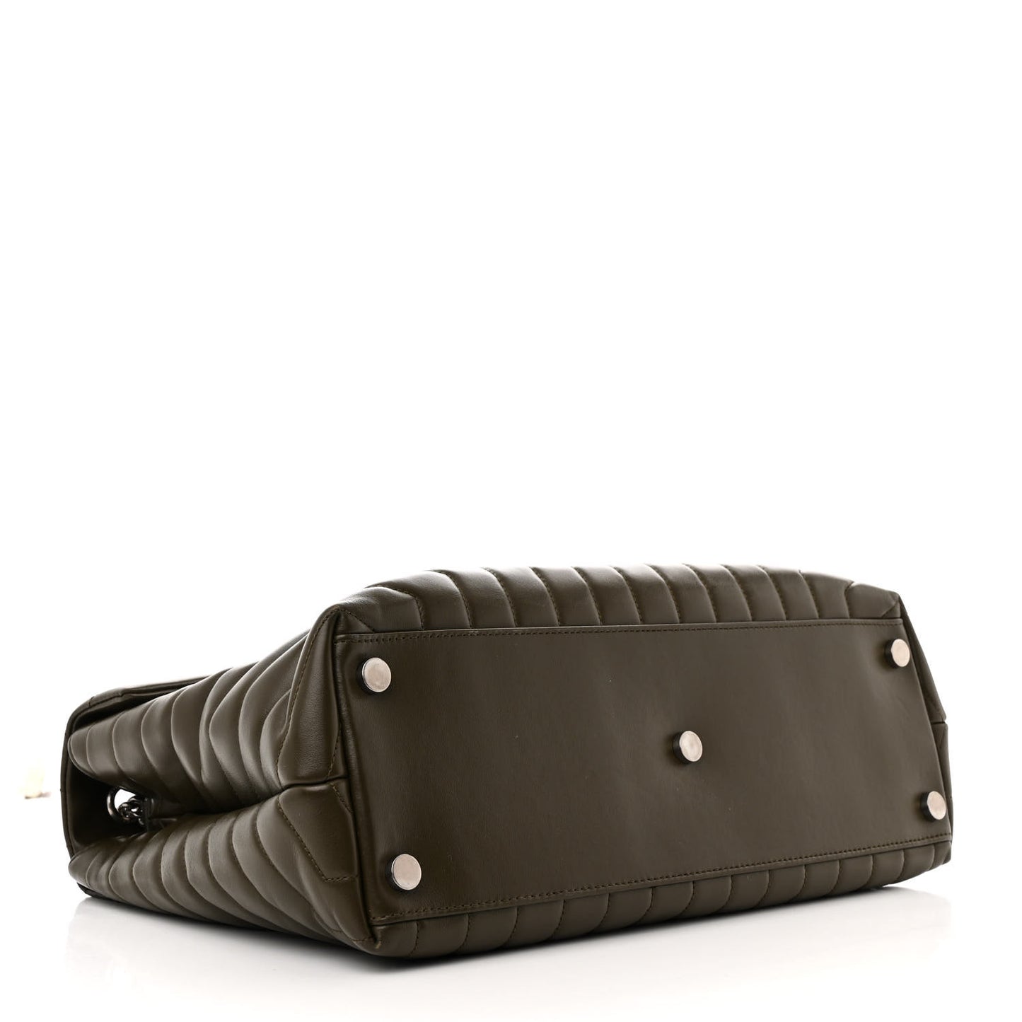 Calfskin Y Quilted Monogram Large Loulou Chain Satchel Kaki Fonce