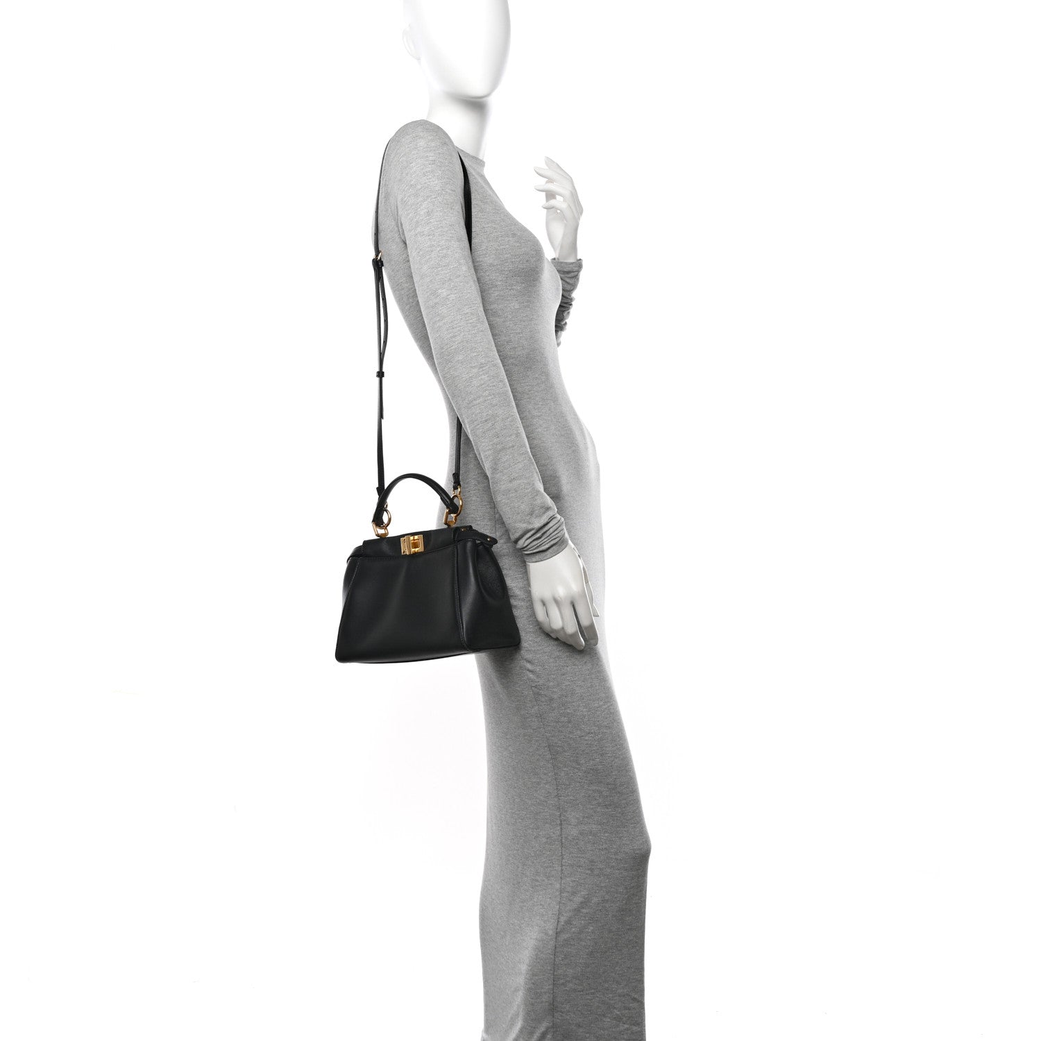 Fendi Nappa Mini Peekaboo Iconic Satchel Black 2 of 12