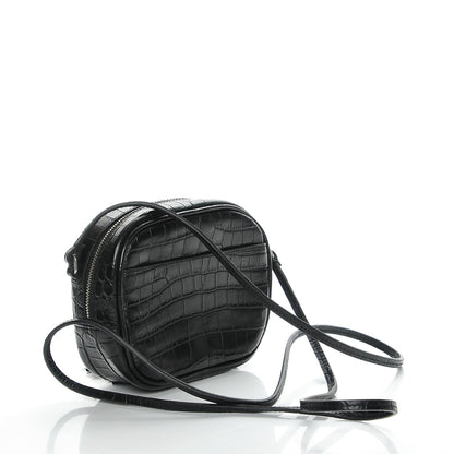 Saint Laurent Calfskin Crocodile Embossed Monogram Blogger Bag Black 3 of 8