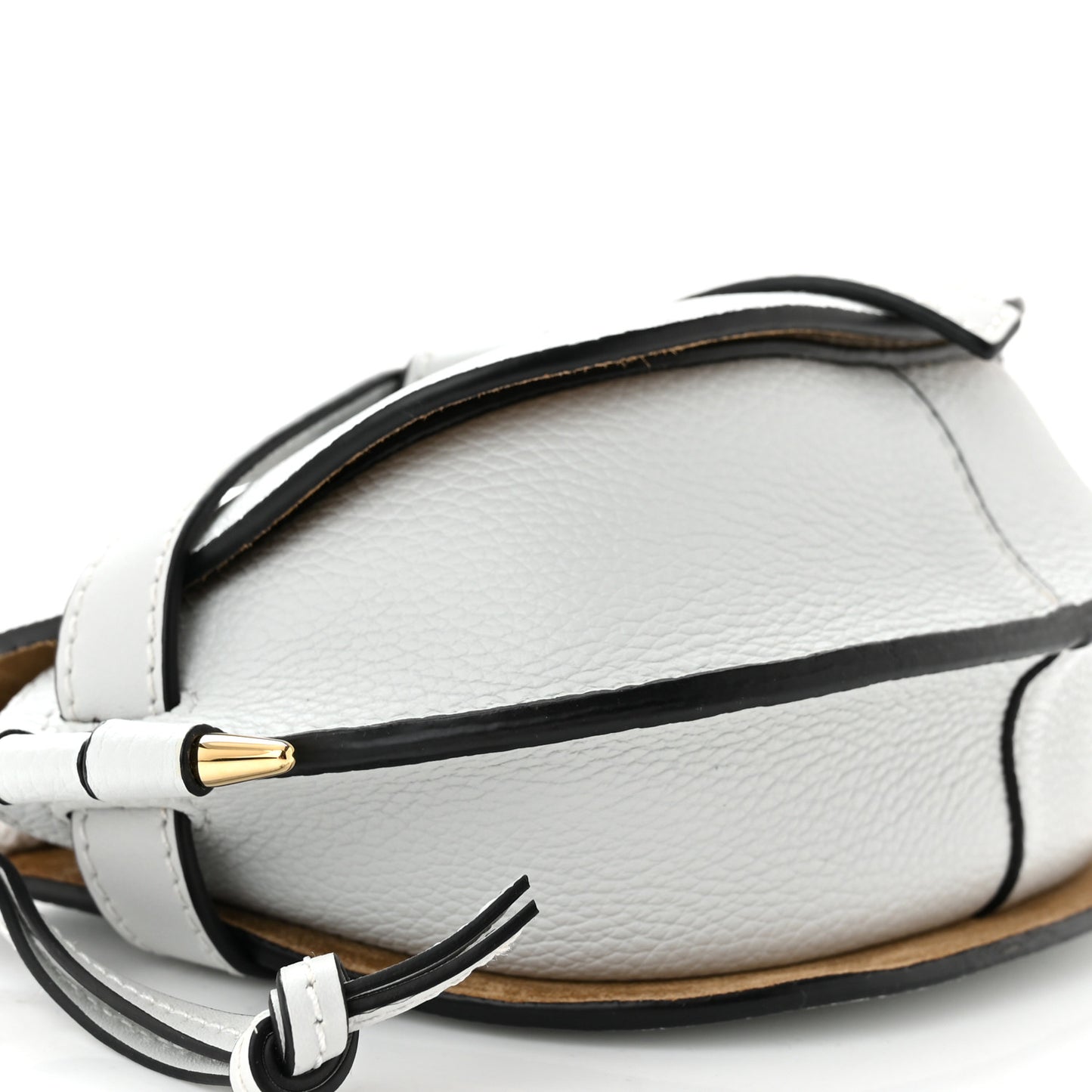 Pebble Grain Calfskin Mini Gate Bag Kaolin