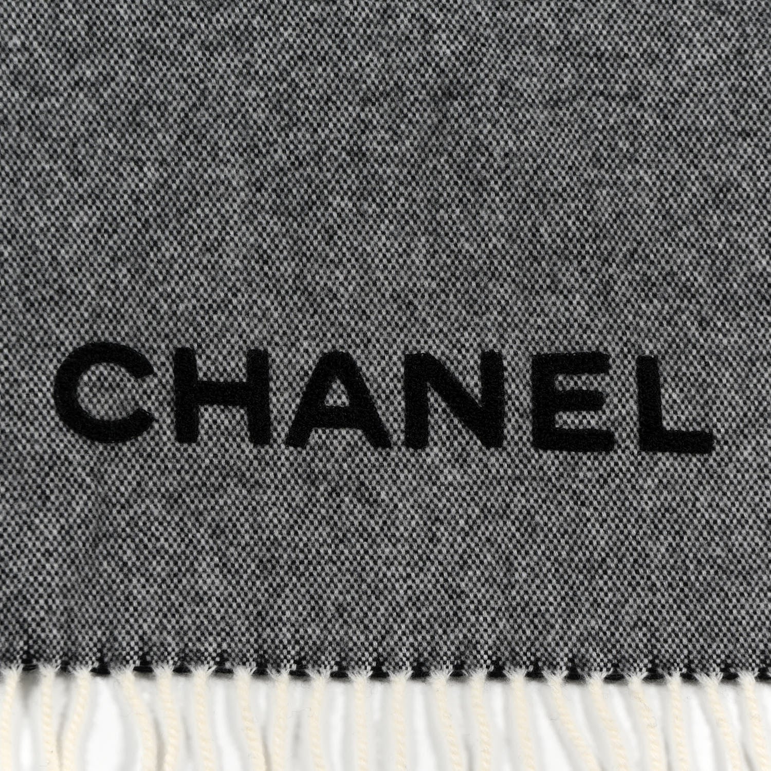 Chanel Cashmere CC Fringe Scarf Grey 3 of 5