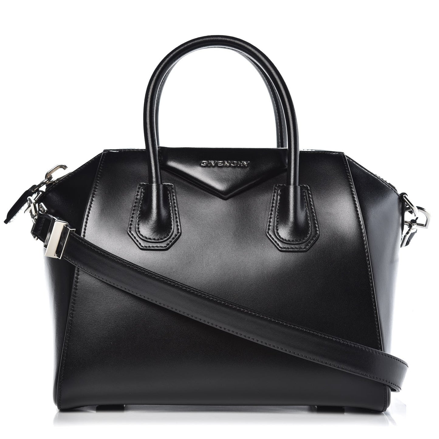 Shiny Lord Calfskin Small Antigona Black