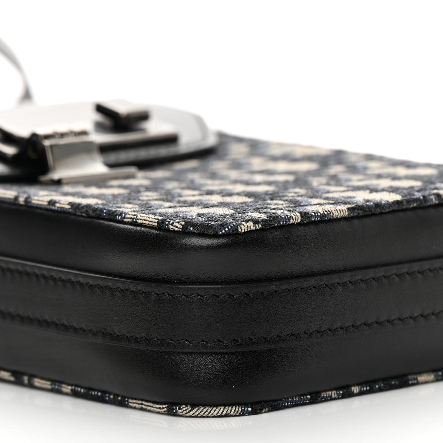 Oblique Calfskin Vertical Pouch Black