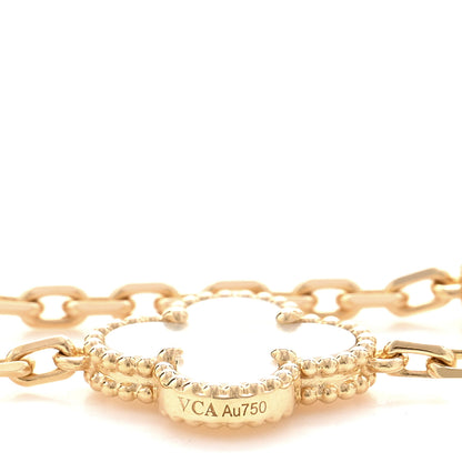 Van Cleef & Arpels 18K Yellow Gold Mother of Pearl 10 Motifs Vintage Alhambra Necklace 5 of 6