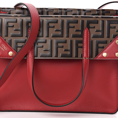 Fendi Vitello Grace Bi-Color FF 1974 Embossed Flip Tote Fragola Maya Black 10 of 10