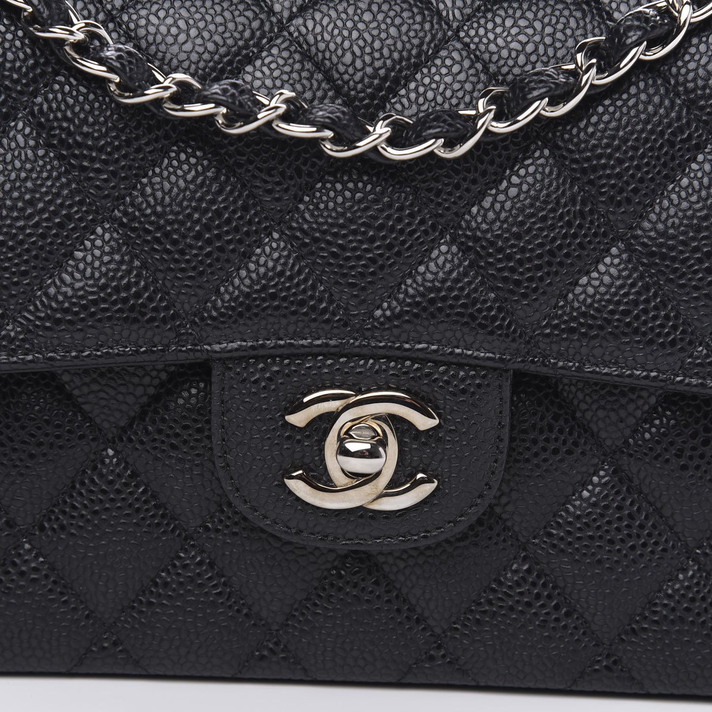 Caviar Quilted Small Double Flap Black