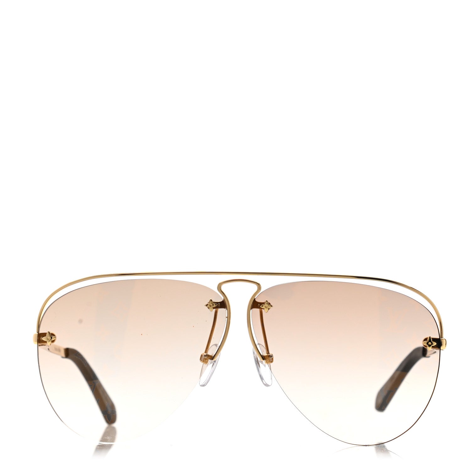 Louis Vuitton Monogram Grease Sunglasses Z1366E Gold 2 of 8