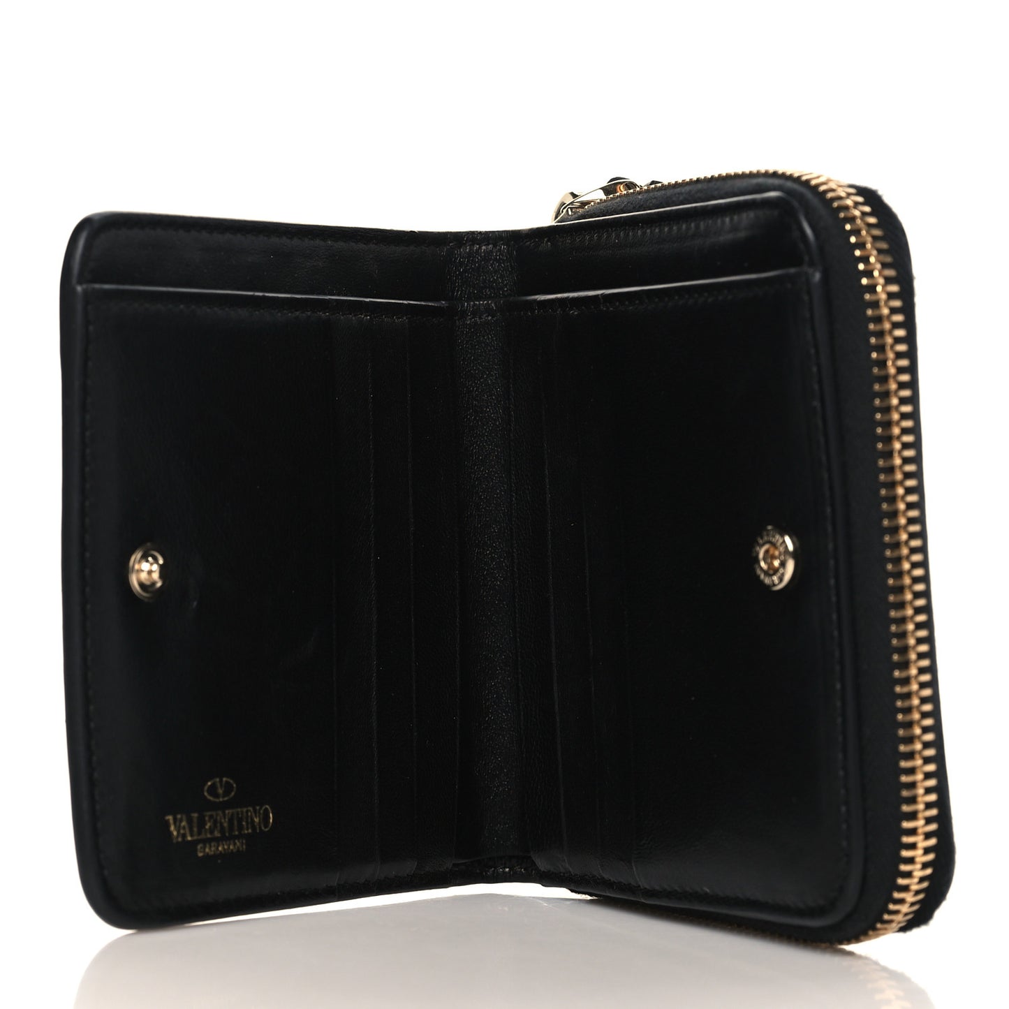 Nappa Rockstud Spike Zip Card Holder Black