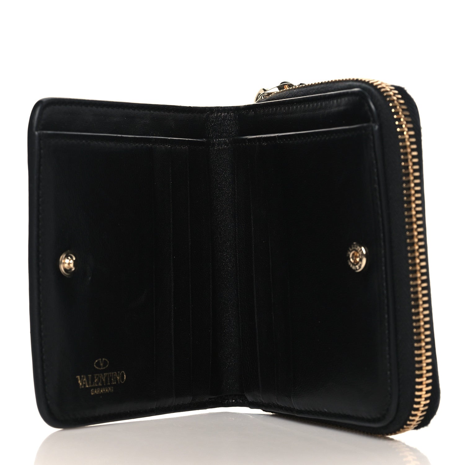 Valentino Garavani Nappa Rockstud Spike Zip Card Holder Black 5 of 6