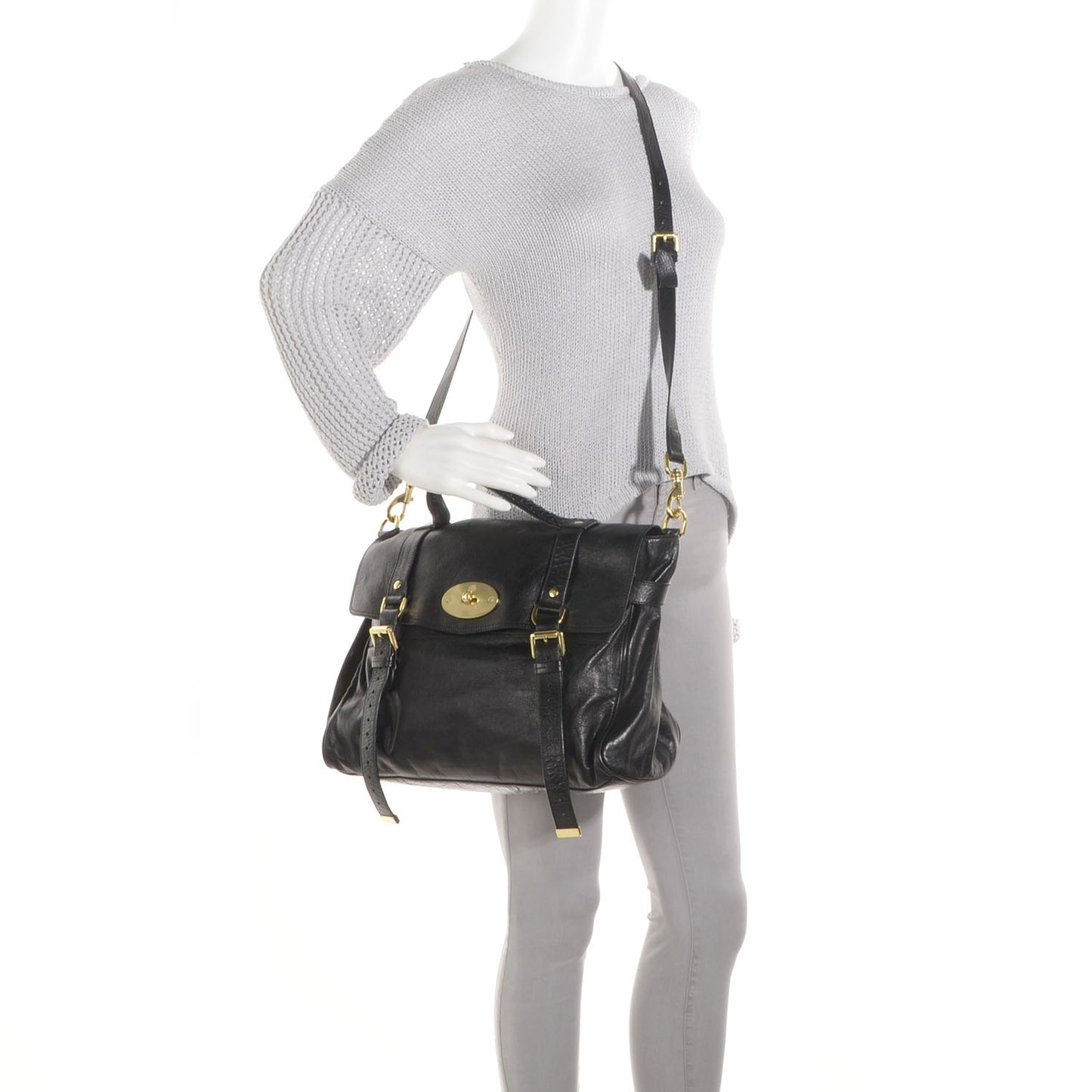Soft Buffalo Leather Oversized Alexa Black