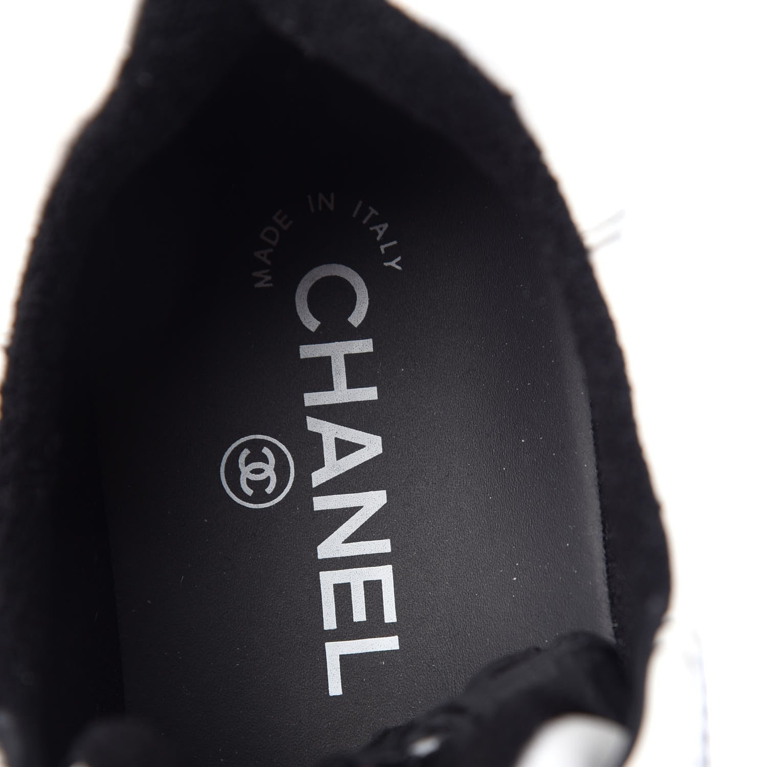 Chanel Calfskin Womens Logo Sneakers 39 White Black 8 of 11