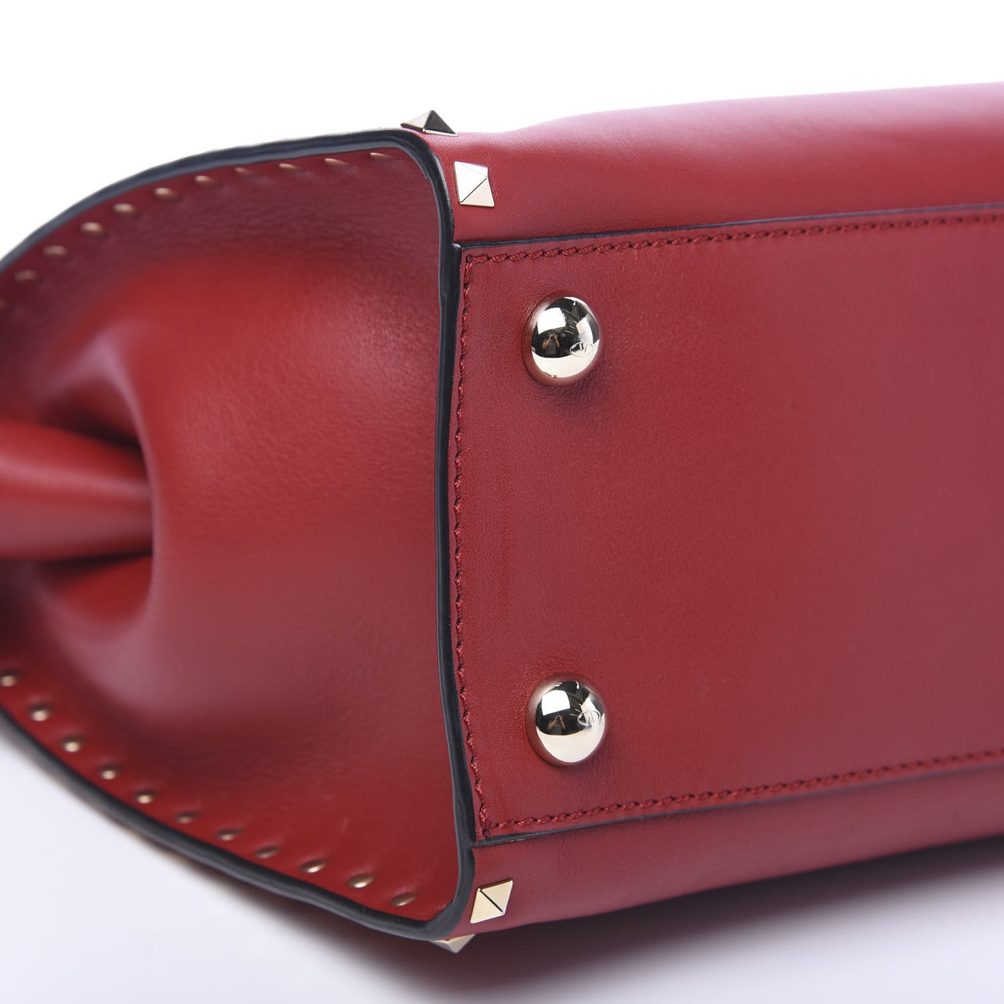 Vitello Rockstud Dome Shopper Rosso Valentino