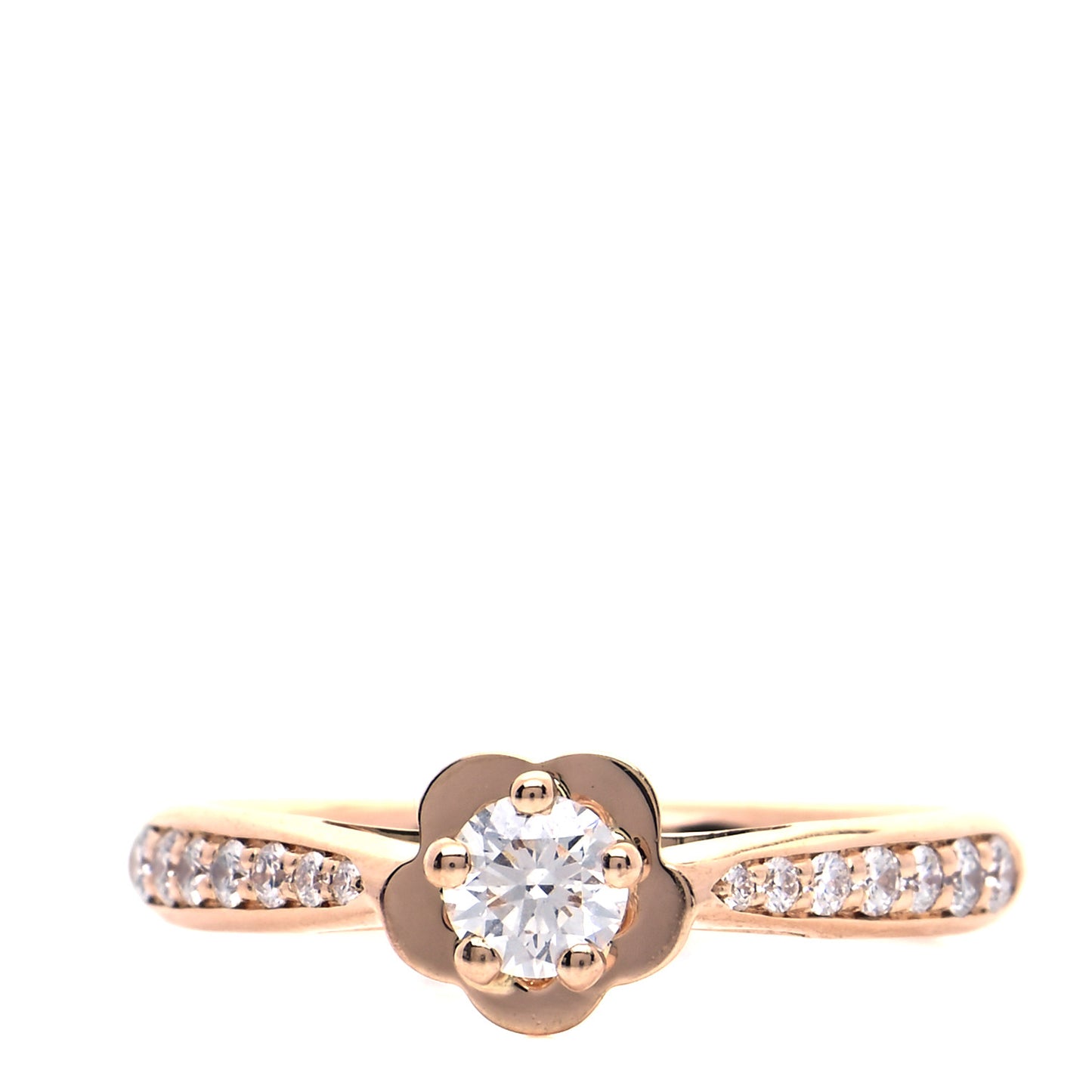 18K Beige Gold Diamond .23ct Camelia Solitaire Ring 50 5.25