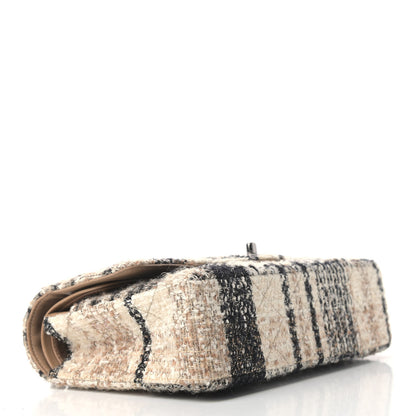 Chanel Tweed Quilted Medium Double Flap Beige White Black 4 of 12