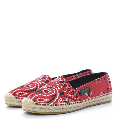 Saint Laurent Bandana Print Canvas Espadrilles 39 Red 3 of 9