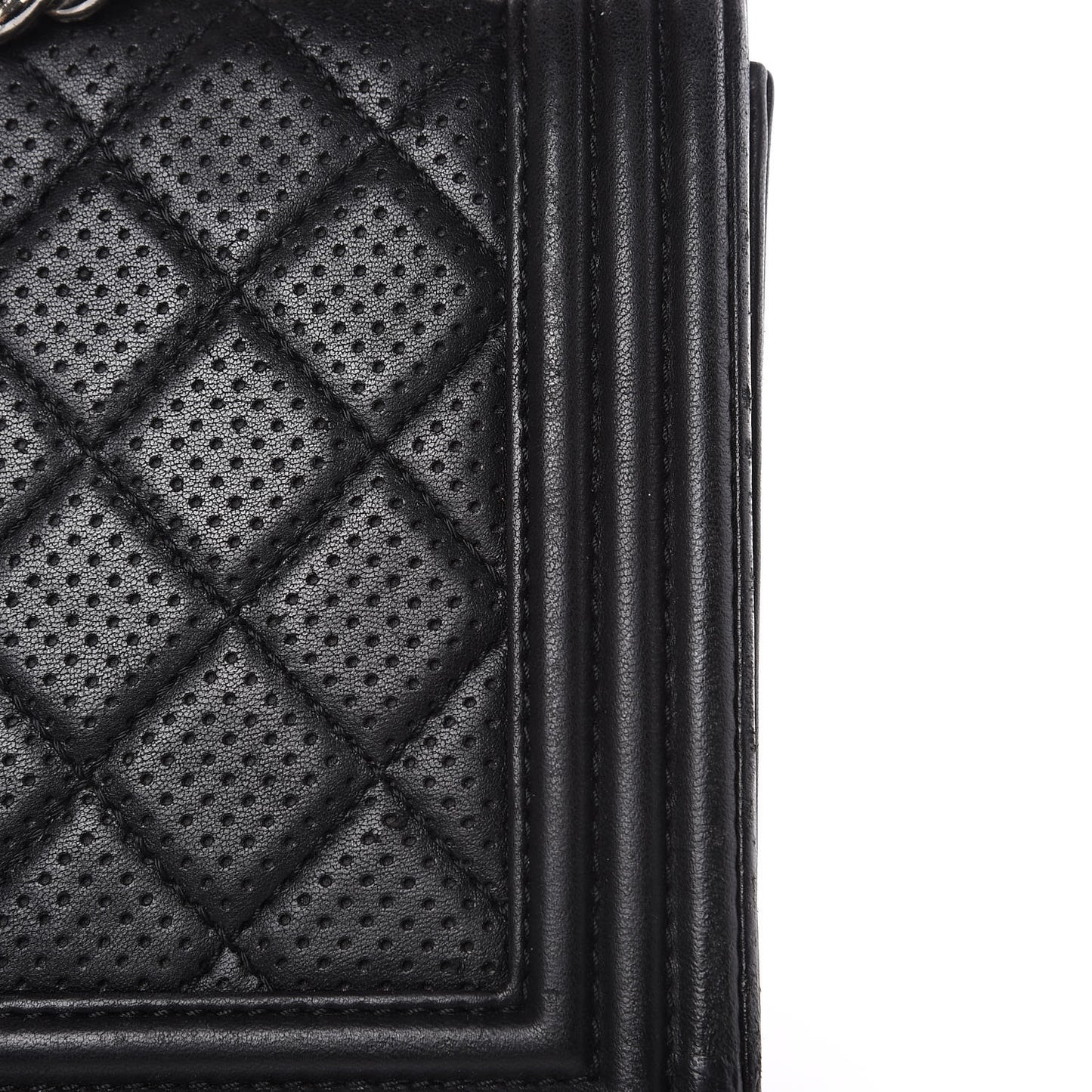 Perforated Lambskin Quilted New Medium Boy Flap Black