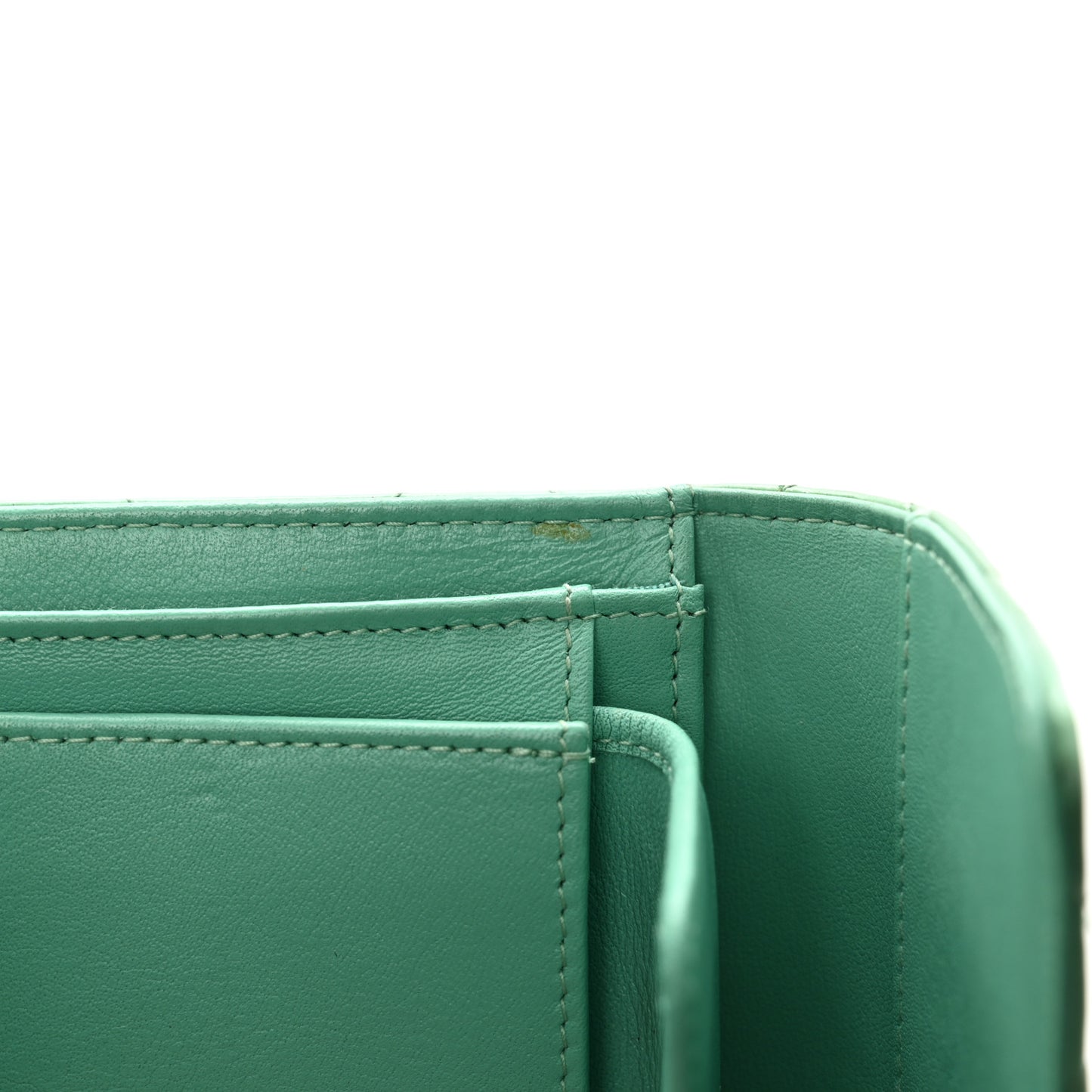 Patent Quilted Large Flap Wallet Green