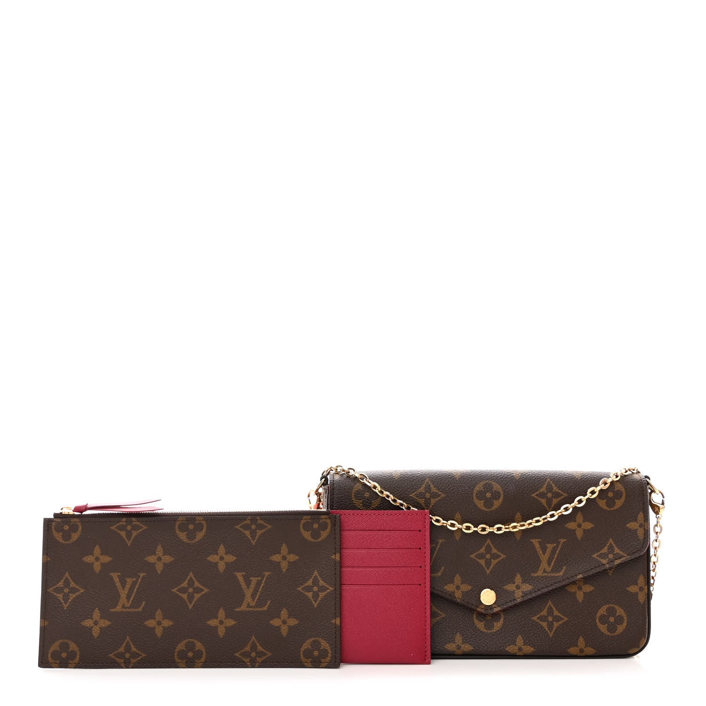 Monogram Pochette Felicie Chain Wallet Fuchsia