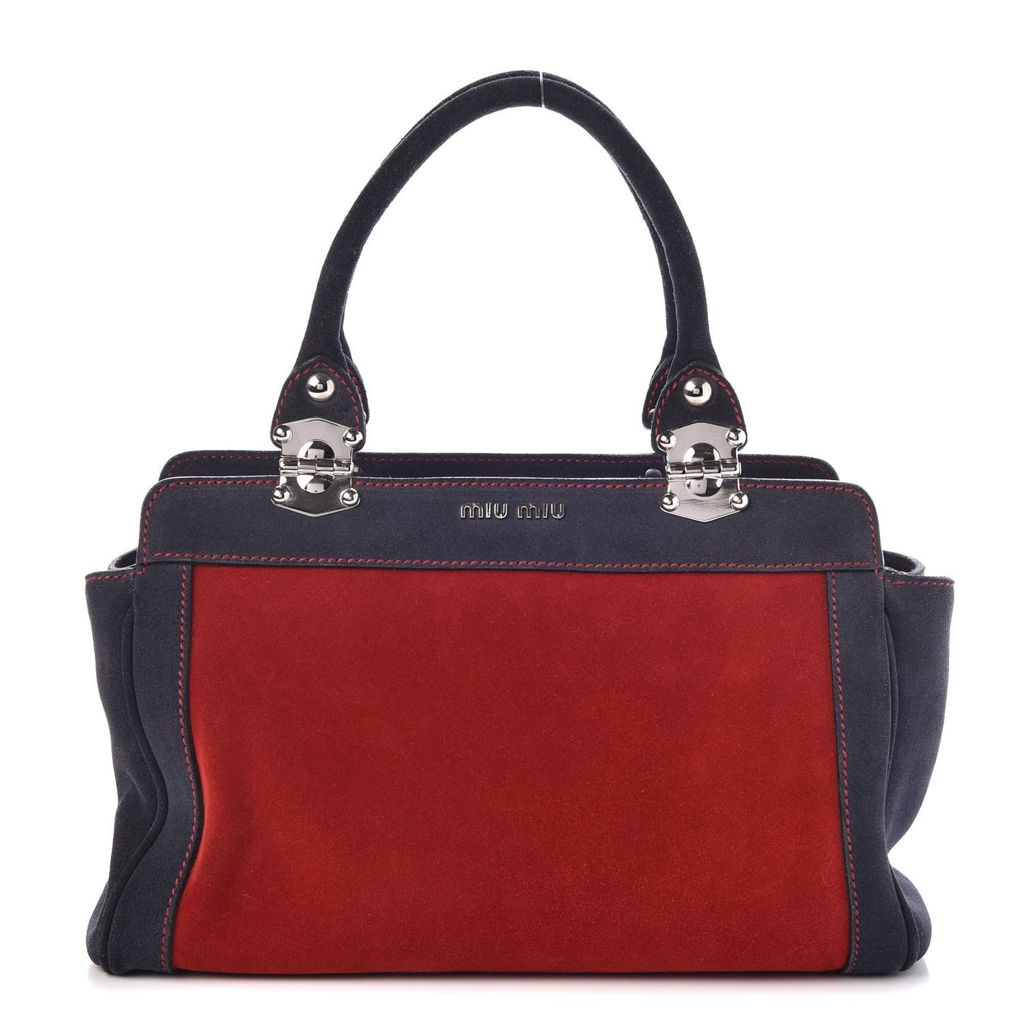 Suede Tote Red Blue