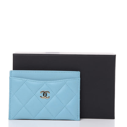 Chanel Lambskin Quilted Card Holder Light Blue 11 of 11