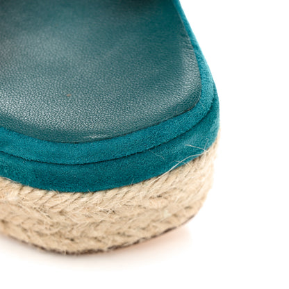 Hermes Suede Goatskin Elda Espadrille Wedge Sandals 36 Vert Oxford 11 of 17