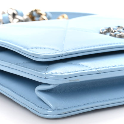 Chanel Lambskin Quilted Chanel 19 Wallet On Chain WOC Light Blue 10 of 12
