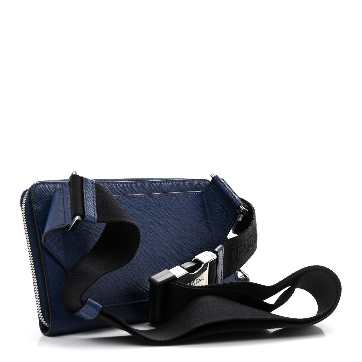 Saffiano Travel Double Zip Crossbody Belt Bag Bluette