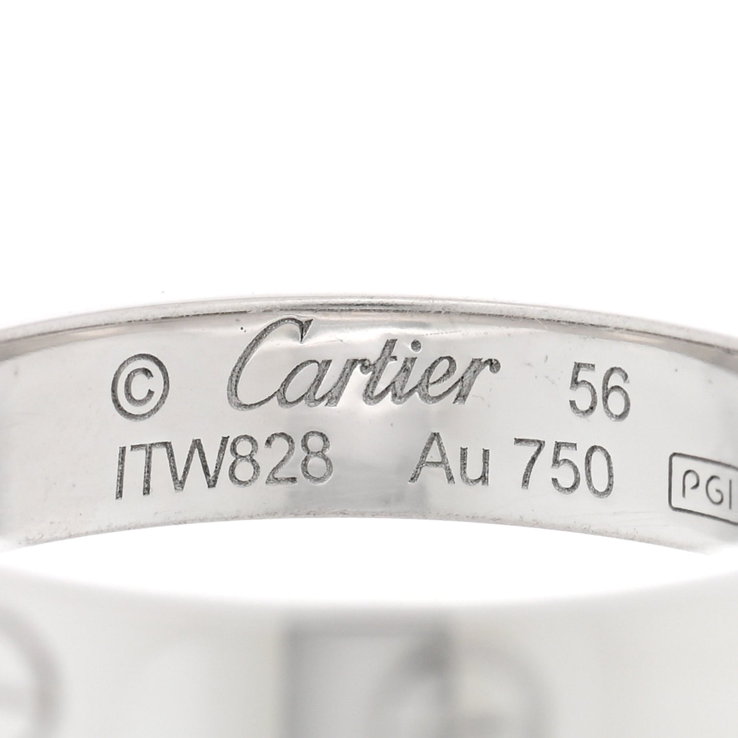 18K White Gold Diamond 4mm LOVE Wedding Band Ring 56 7.5