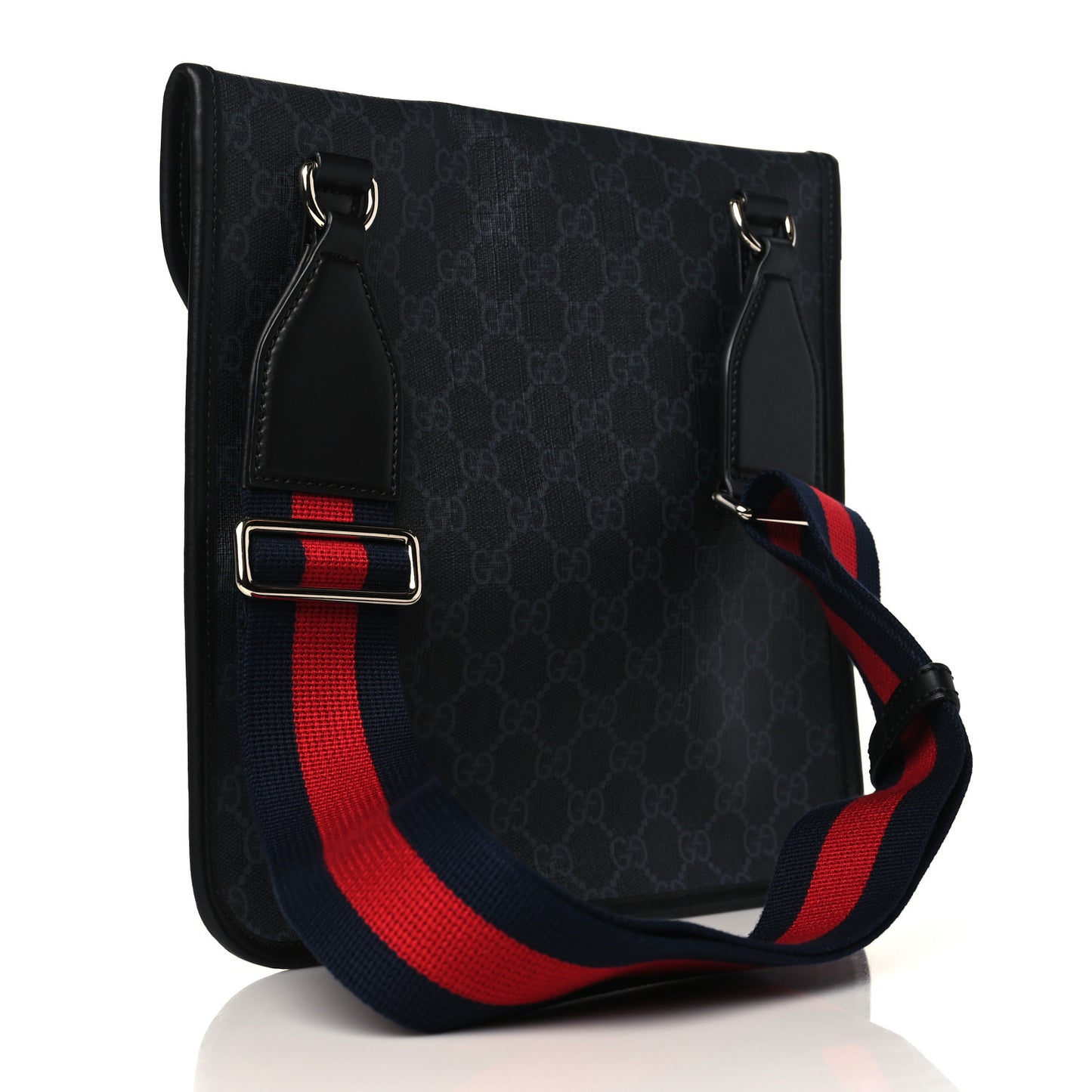 GG Supreme Monogram Web Medium Messenger Bag Black Grey