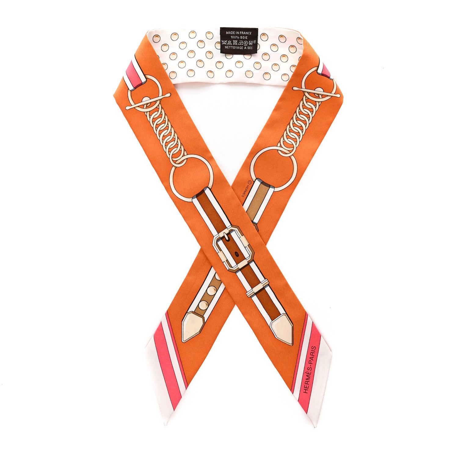 Hermes Silk Grand Tralala Twilly Creme Roux Corail 1 of 4