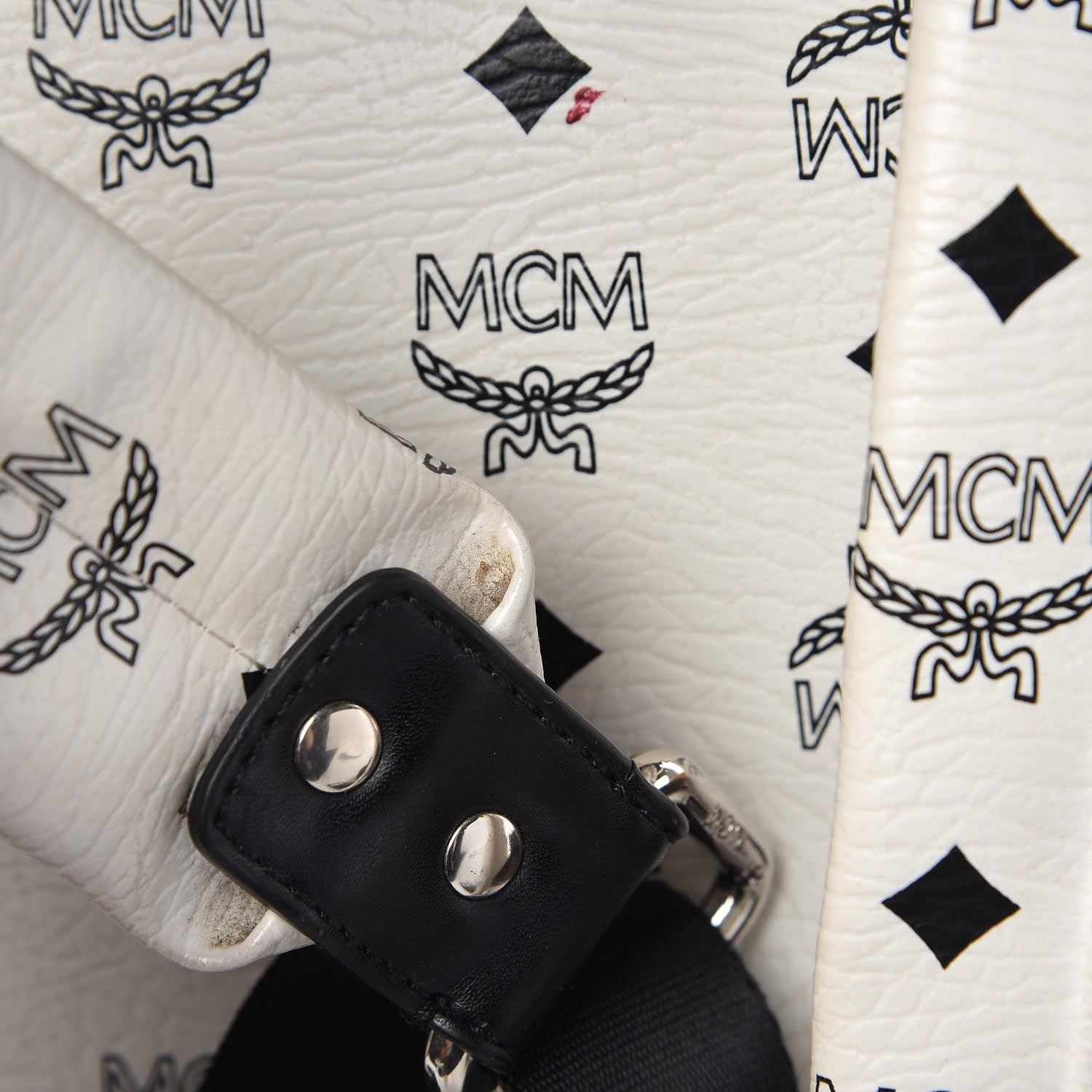 MCM Visetos Studded Medium Stark Backpack White 20 of 21