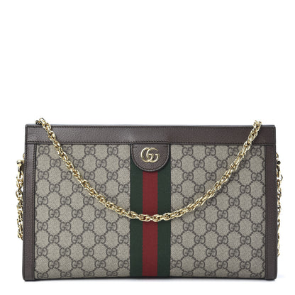 Gucci GG Supreme Monogram Web Medium Ophidia Chain Shoulder Bag Brown 1 of 10
