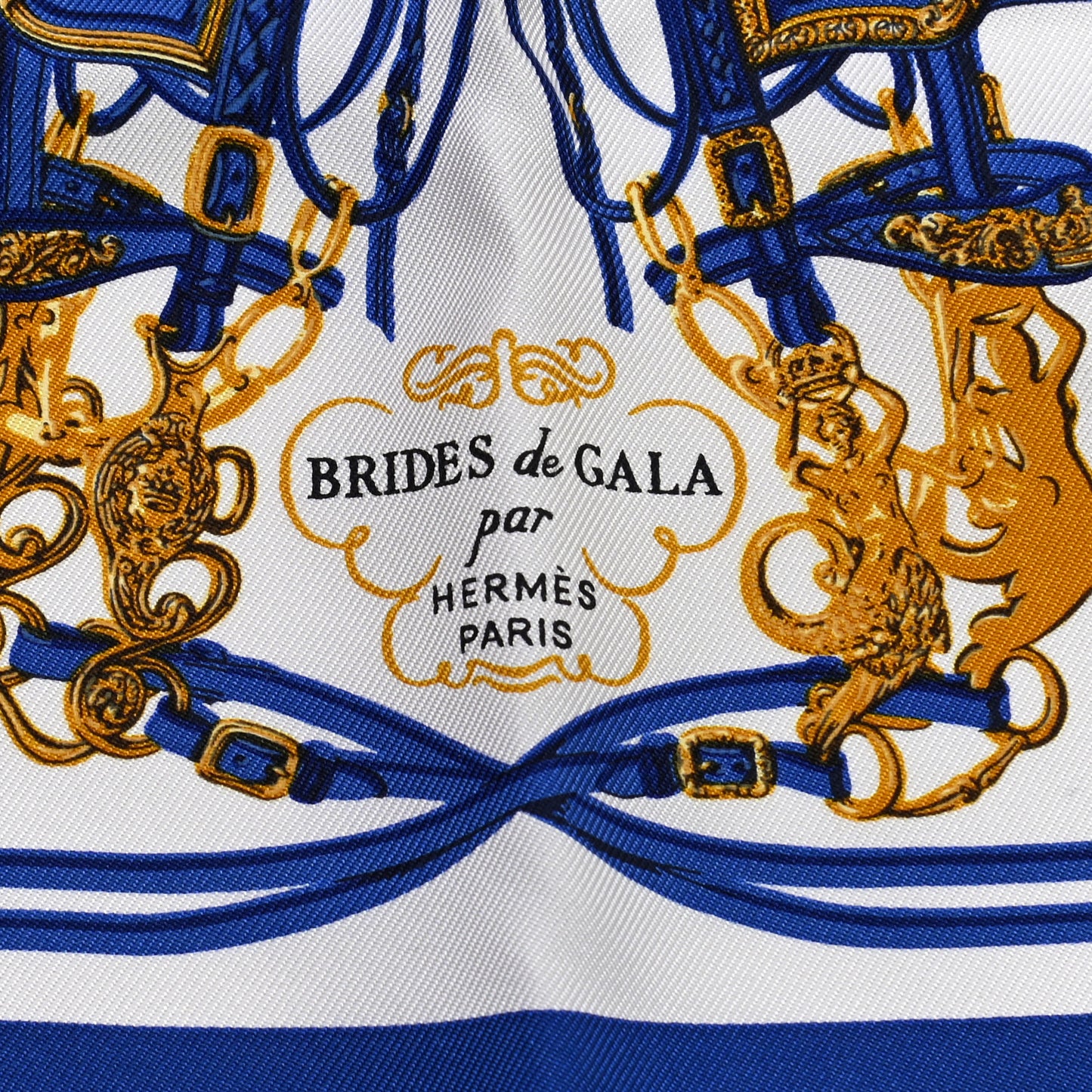 Silk Brides de Gala Nano Scarf 20 Bleu Vif White Or