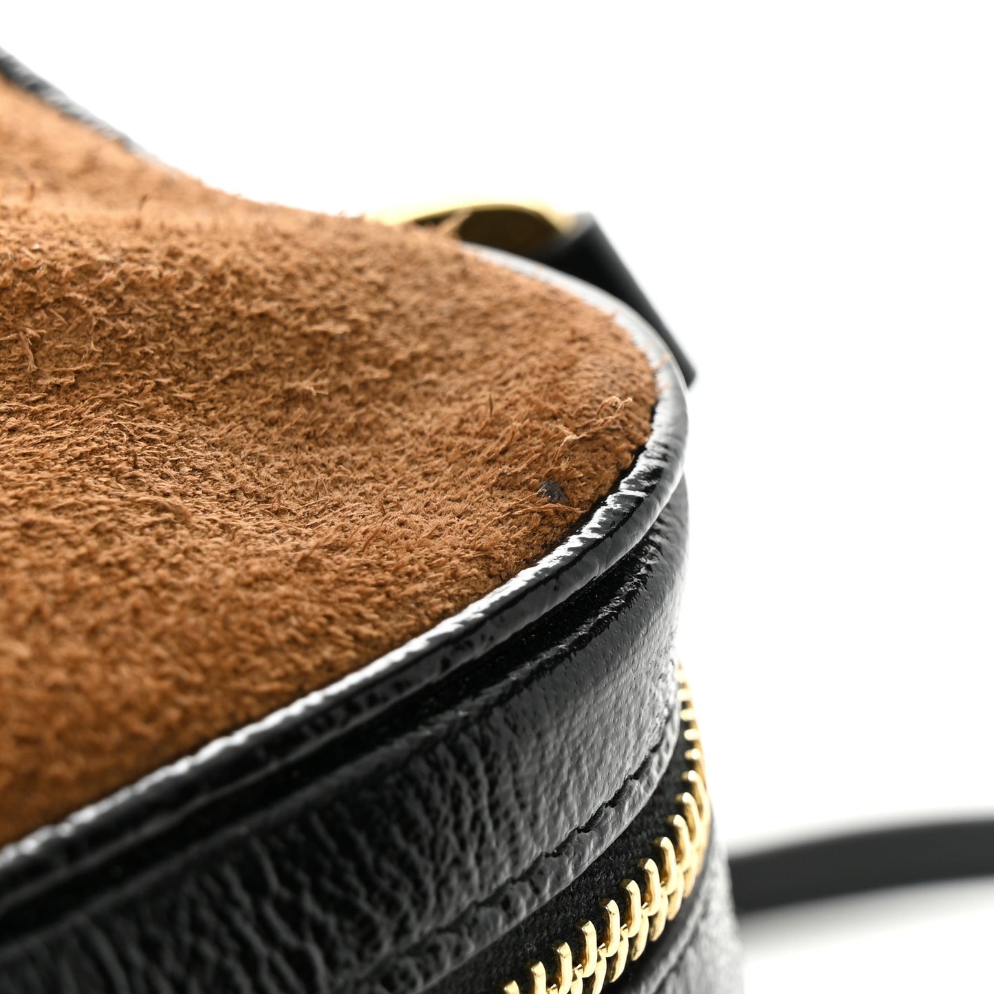 Suede Patent Web Mini Ophidia Shoulder Bag Nocciola Black