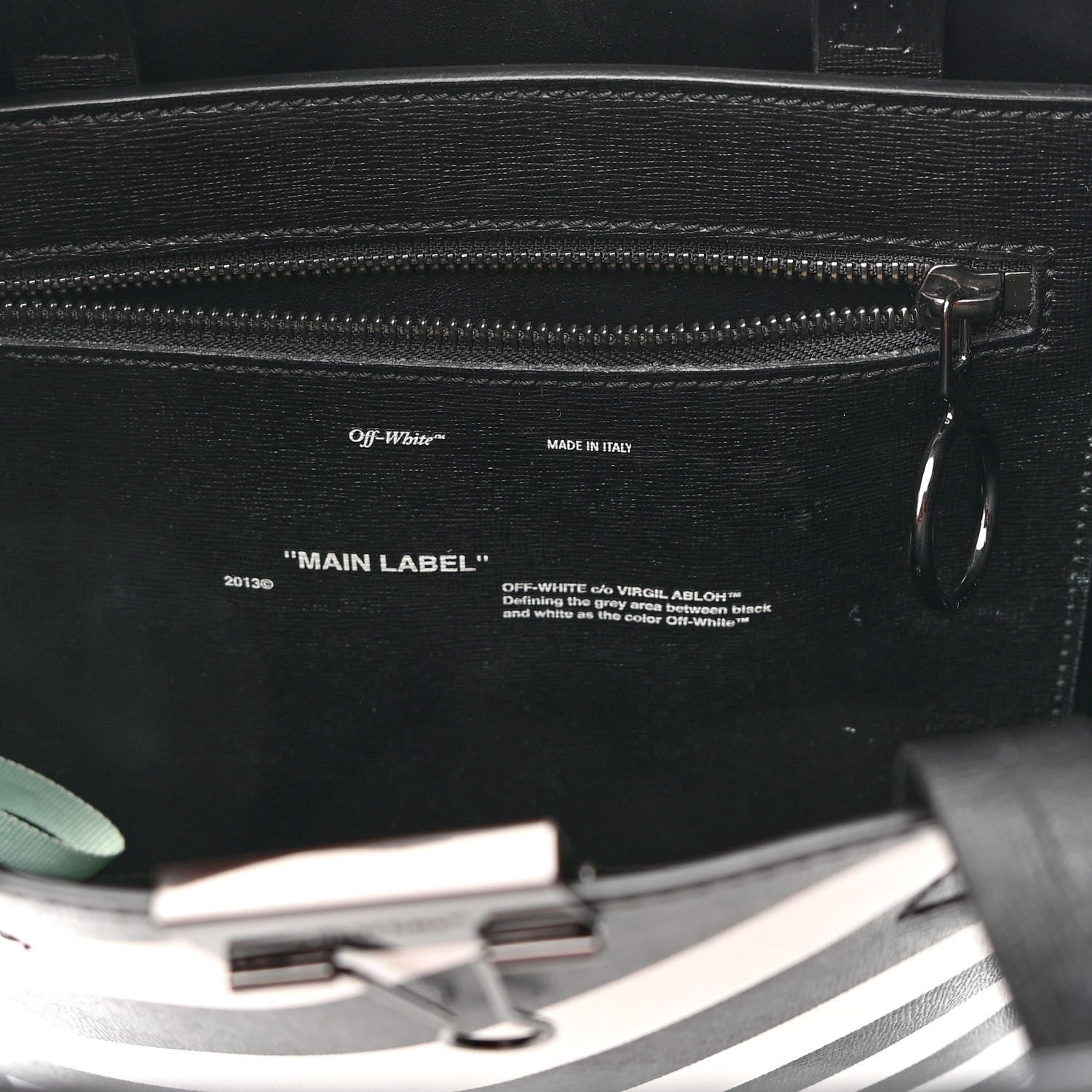 Off-White Saffiano Striped Diag Binder Crossbody Black White 5 of 7