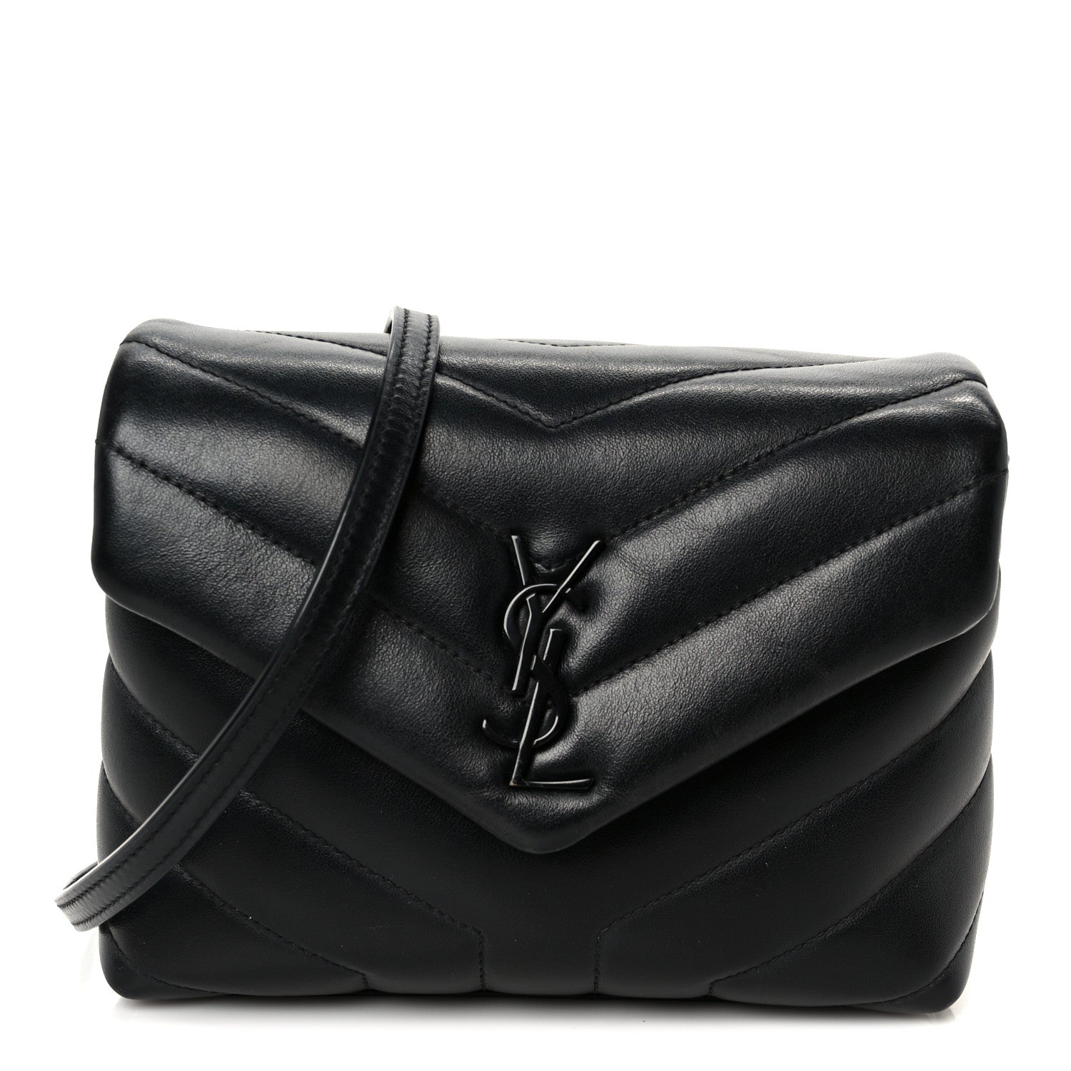 Saint Laurent Calfskin Y Quilted Monogram Monochrome Toy Loulou Crossbody Bag Black 1 of 12