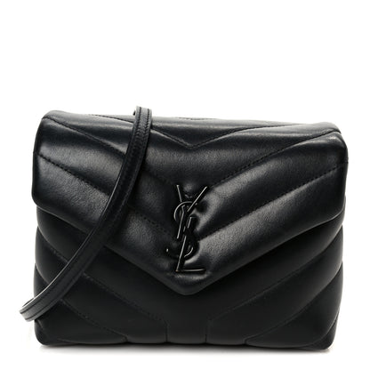 Saint Laurent Calfskin Y Quilted Monogram Monochrome Toy Loulou Crossbody Bag Black 1 of 12