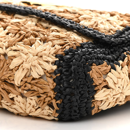 Gucci Raffia Azalea Calfskin Crochet Flower Small GG Marmont Shoulder Bag Natural Ecru Black 10 of 10