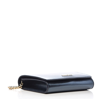 Jimmy Choo Metallic Calfskin Chain Wallet Blue 4 of 13