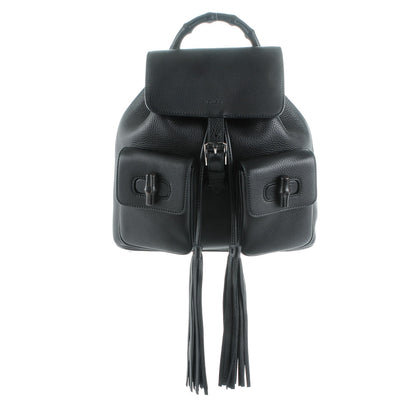 Gucci Cellarius Calfskin Medium Bamboo Backpack Black 1 of 7