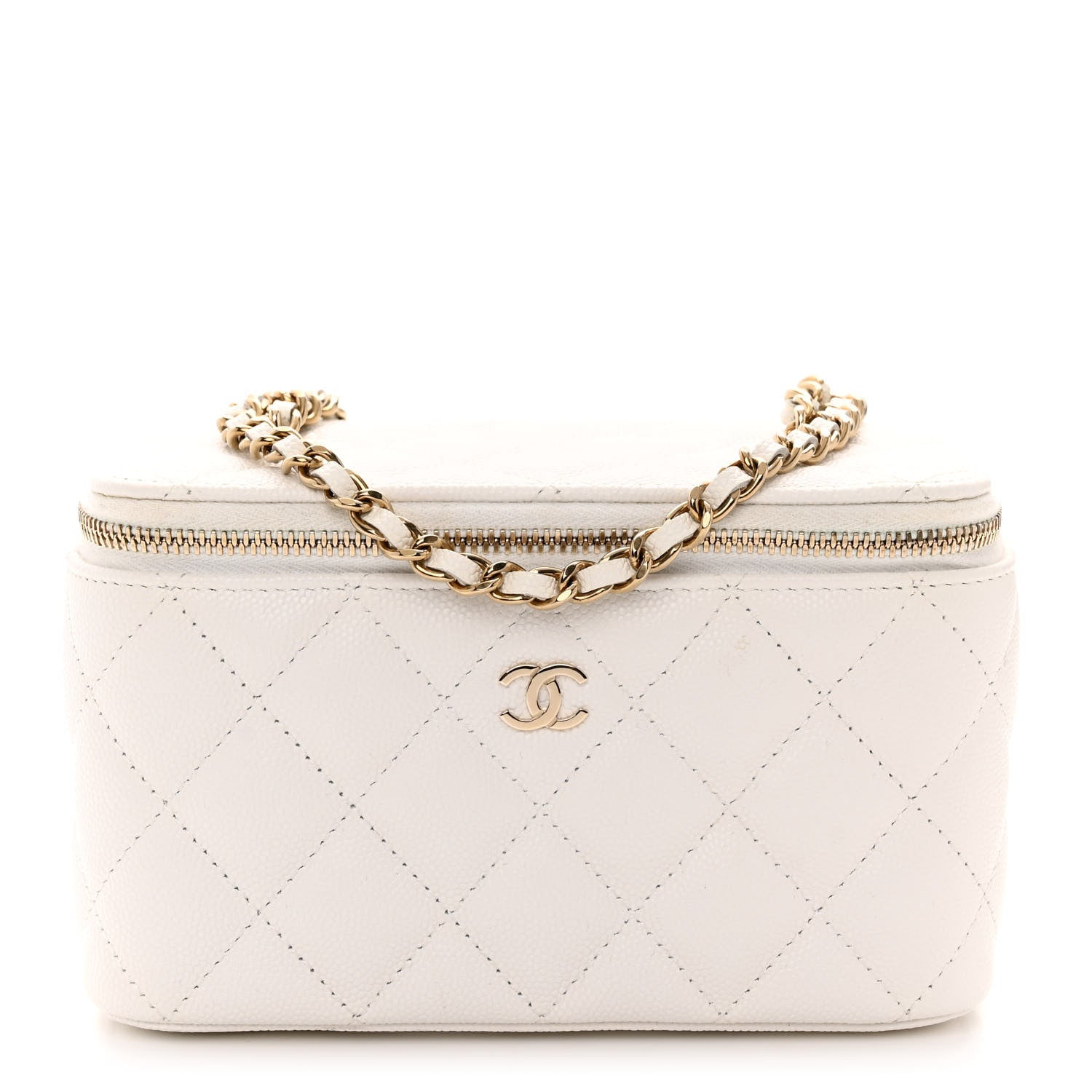 Chanel Caviar Quilted Small Vanity Case With Chain White 1 of 11