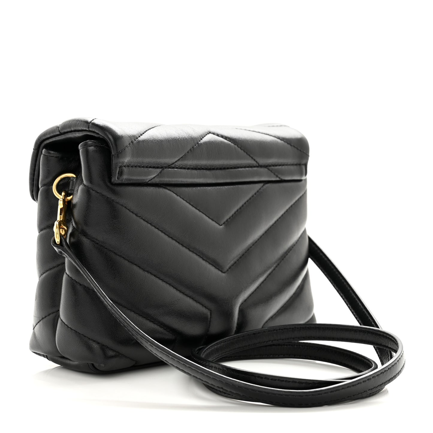 SAINT LAURENT Calfskin Y Quilted Monogram Toy Loulou Crossbody Bag Black