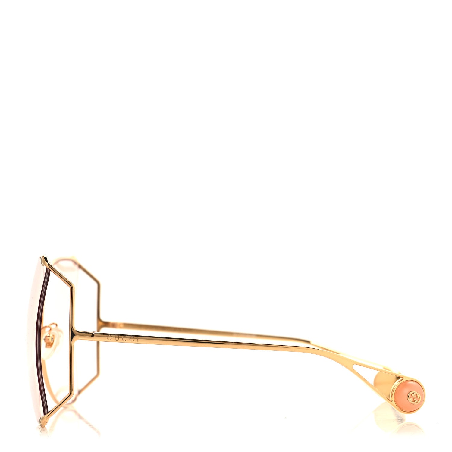 Gucci Metal Oversized Round Sunglasses GG0252S Gold Pink 3 of 7