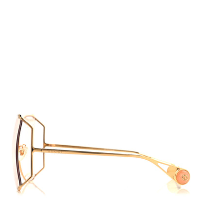 Gucci Metal Oversized Round Sunglasses GG0252S Gold Pink 3 of 7