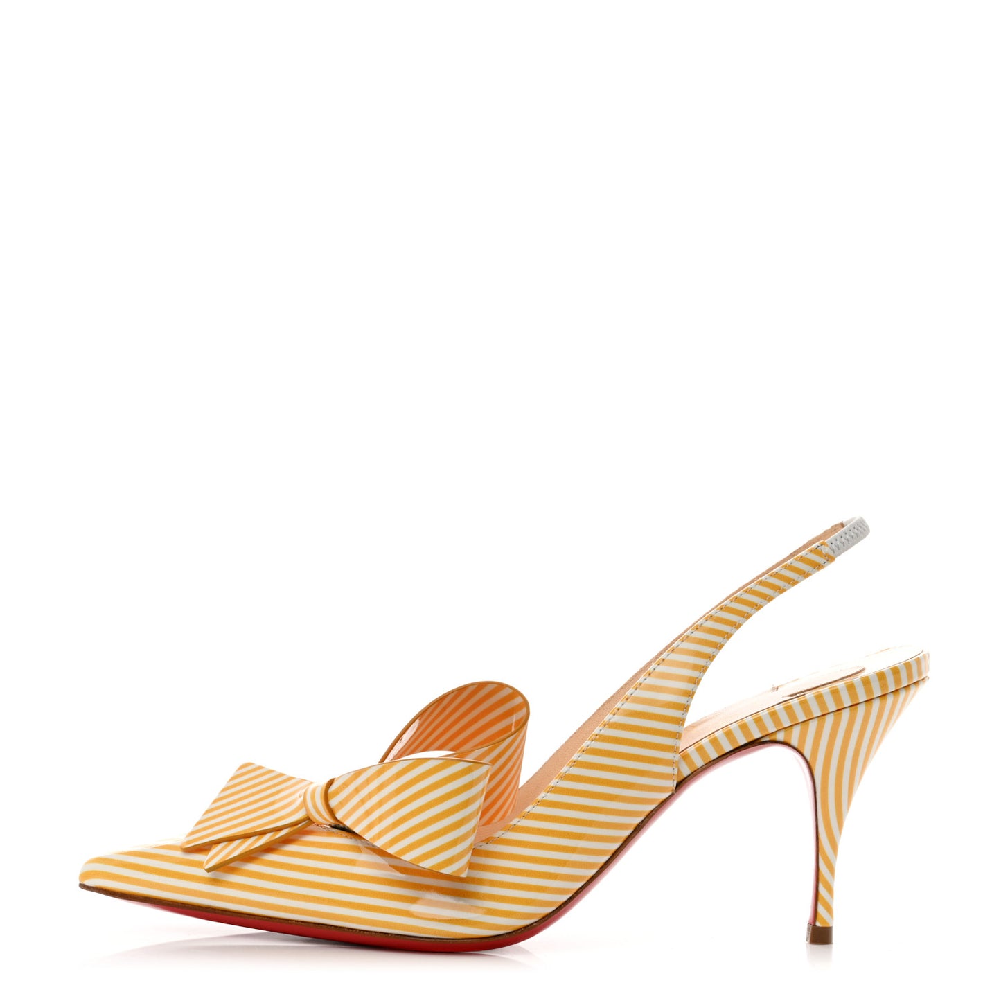 Patent Stripes Clare Nodo 80 Pumps 36.5 Banana White